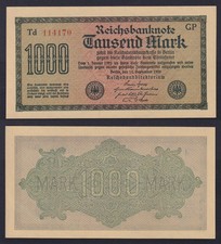 Germany 1000 Mark Banknote 1922 P.-76B FDS/UNC