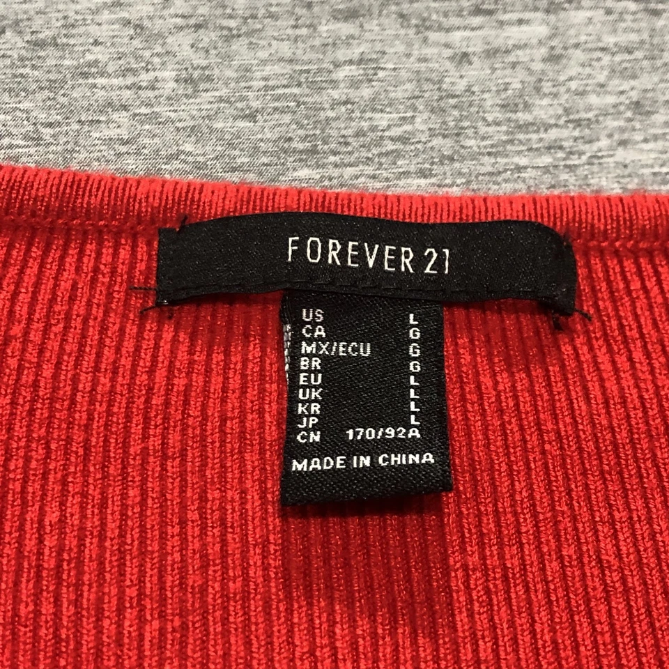 Forever 21 Sweatshirt Women's L Romantic Hi Low Feminine Minimalist Lounge Red - Image 2 of 4