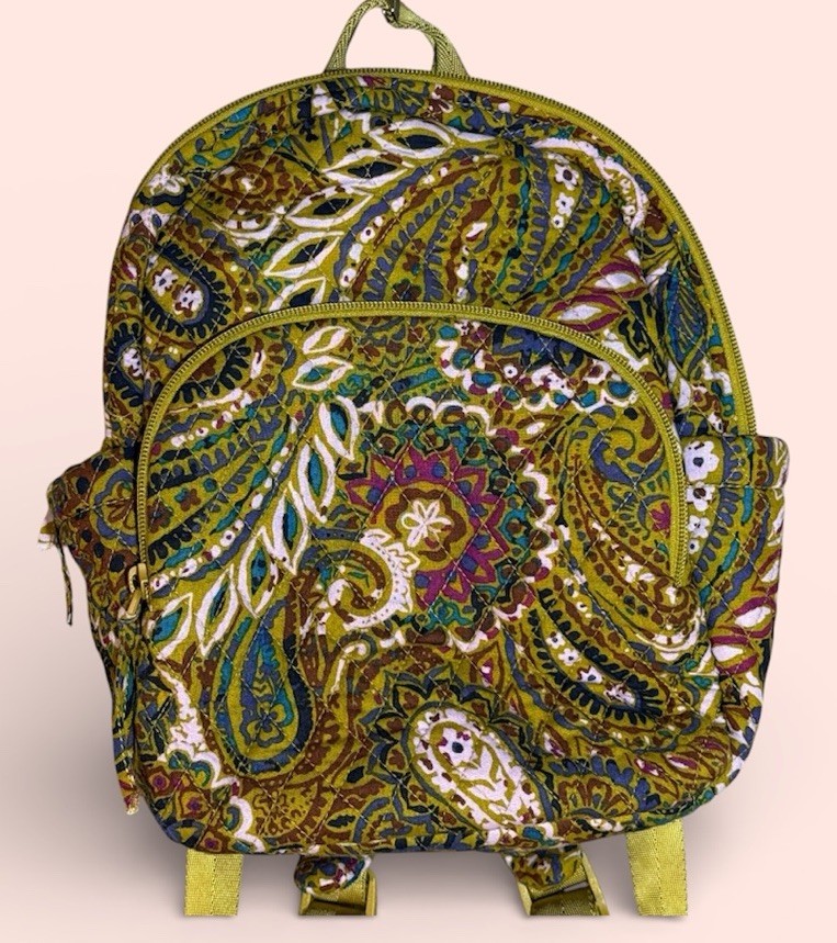 Vera Bradley Women's Cotton Essential Yellow Green Paisley S