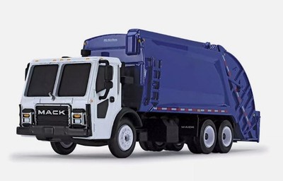 FIRST GEAR, MACK LR 6x4 mit McNEILUS Abfallbehälter blau und weiß, 1/87, FIGE...