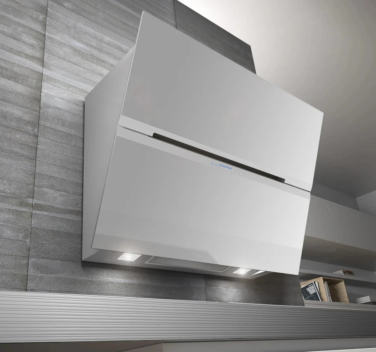 Ex Display Airforce F179 90cm Powerful Quiet White Glass Angled Cooker hood