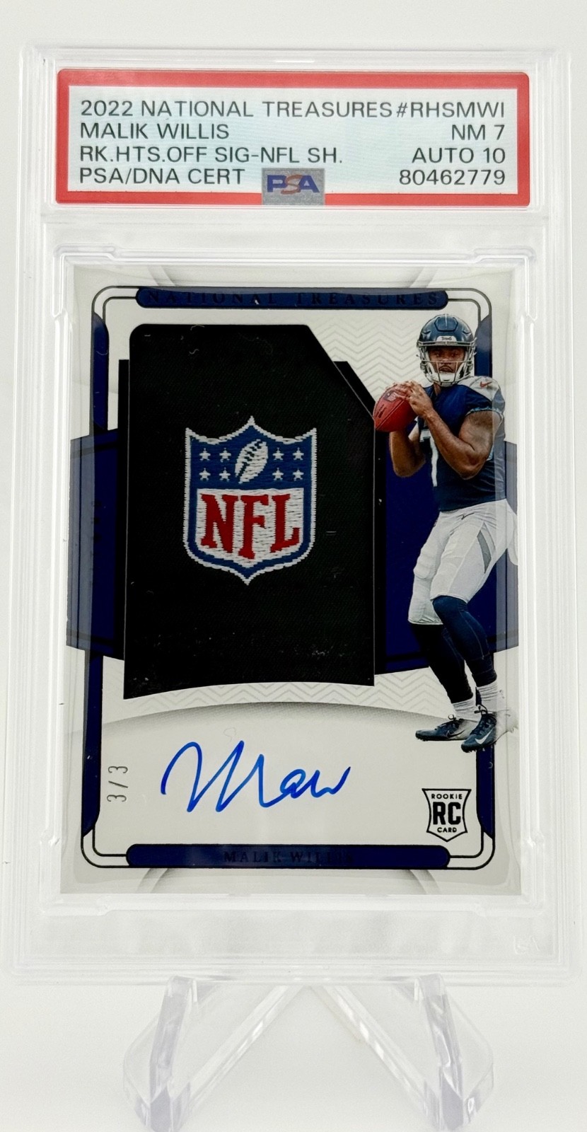 Malik Willis Panini National Treasures Rookie Hats Off Signature #MWI NFL Shield