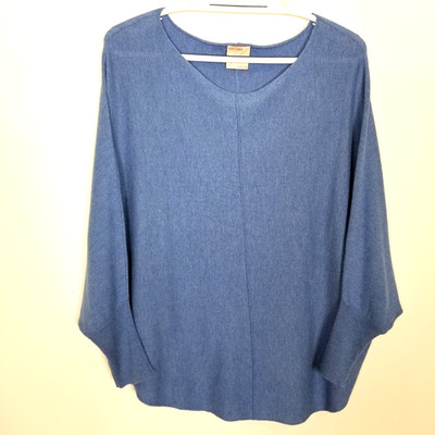 Kerisma Women Cashmere Blend Pullover Sweater Sz M/L Blue Bat Sleeve  Soft