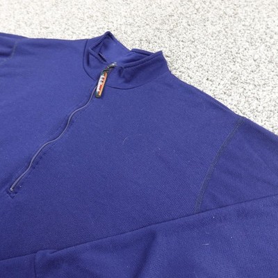 VTG LL Bean Sweater Mens L Blue Pullover 1/4 Zip Mock Neck Base Layer Shirt 90s