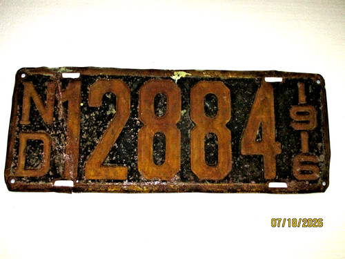 Antique 1916 North Dakota License Plate