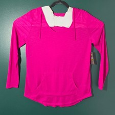 Old Navy Active Go-Dry Pink Long Sleeve Hoodie Loose Fit Lightweight Top Large