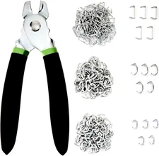 241-Piece Green & Black Flat-Head Hog Ring Pliers Tool Kit
