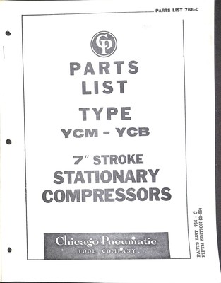 Chicago Pneumatic Parts List 766-C 7'' Stroke Stationary Compressors YCM YCB