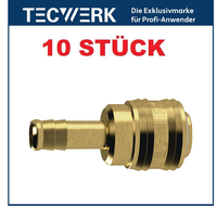 10 StüCk Tecwerk Druckluft Messing Schnellverschlusskupplung Dn 7,2 TüLle 13 Mm