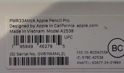 Apple Pencil Pro A2538 PWR33AM/A For iPad Pro M4 Air M2 & Mini A17