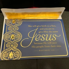 Christmas Greeting Card Religious Sequin Embellished Bible Verse Love Jesus