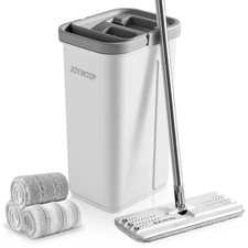 Microfiber Flat Mop and Bucket with Wringer Set, Hands Free Flat Floor Mop and B