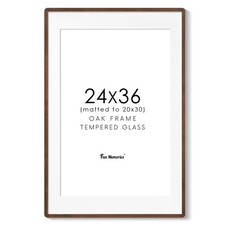 24x36 Poster Frame for Wall - Solid Oak Wood  Tempered Glass Picture Frame