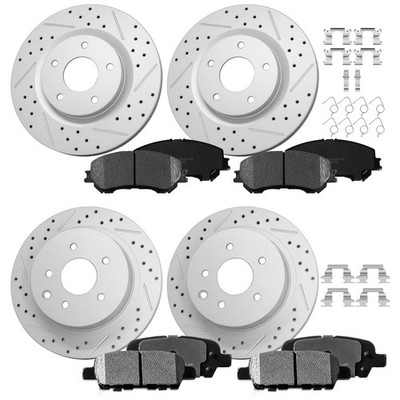 Front Rear Brake Disc Rotors Ceramic Brake Pads Kit Fit Rogue 2014-2017