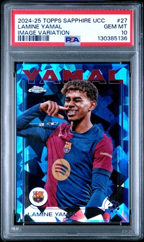 2024-25 TOPPS CHROME SAPPHIRE EDITION UEFA CLUB COMPETITIONS LAMINE YAMAL PSA 10