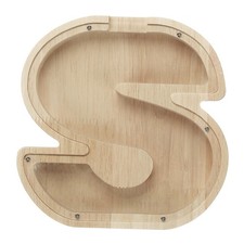 Wooden Letter Piggy Bank, Letter S, 1 Pcs