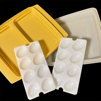 Tupperware Deviled Egg Carrier Unisex OS Yellow Vintage Egg Server 723 722