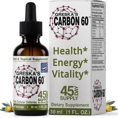 Greska's C60 in Organic Olive Oil  45 Day Supply  SolventFree Carbon 60 Antio...