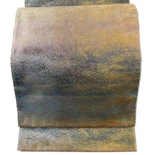 Obi Gürtel Seide Allover Goldfaden Blau Grün Formell Fertig Authentisch Vintage