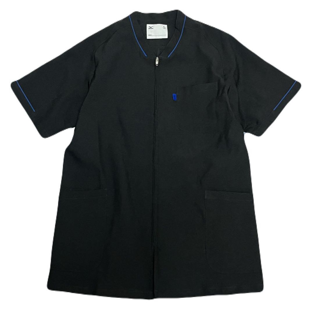 Mizuno White L Unisex Zip-Up Medical Lab Coat for Men  