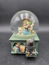 San Francisco Music Box Cat Snow Globe Whimsical Decor Cottage  Vintage
