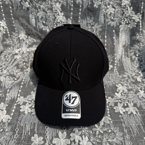 ’47 New York Yankees MVP Black on Black Adjustable Baseball Cap Hat NWT
