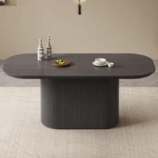 70" Oval Dining Table Modern Kichen Table Deep Gray Dining Room Table for 4-6