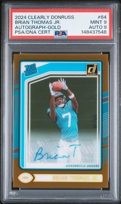 2024 Panini Clearly Donruss - Rated Rookie Brian Thomas Jr. #64 /10 PSA9 DNA9
