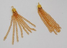 10 GOLD Plated TASSELs ~ 8 Strands of Curb Chain Plus Top Loop ~ You embellish