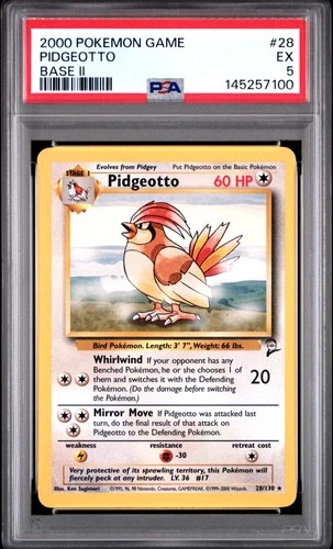 2000 POKEMON BASE SET 2 #28 PIDGEOTTO PSA 5