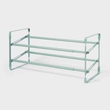 2 Tier Expandable Shoe Rack Green
