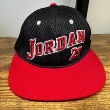 Jordan Youth Snapback Hat Black Red Mesh Flat Brim Jumpman Cap