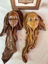 Wandmaske Beduinin Leder schöne Ledermaske  Lederbild Handarbeit