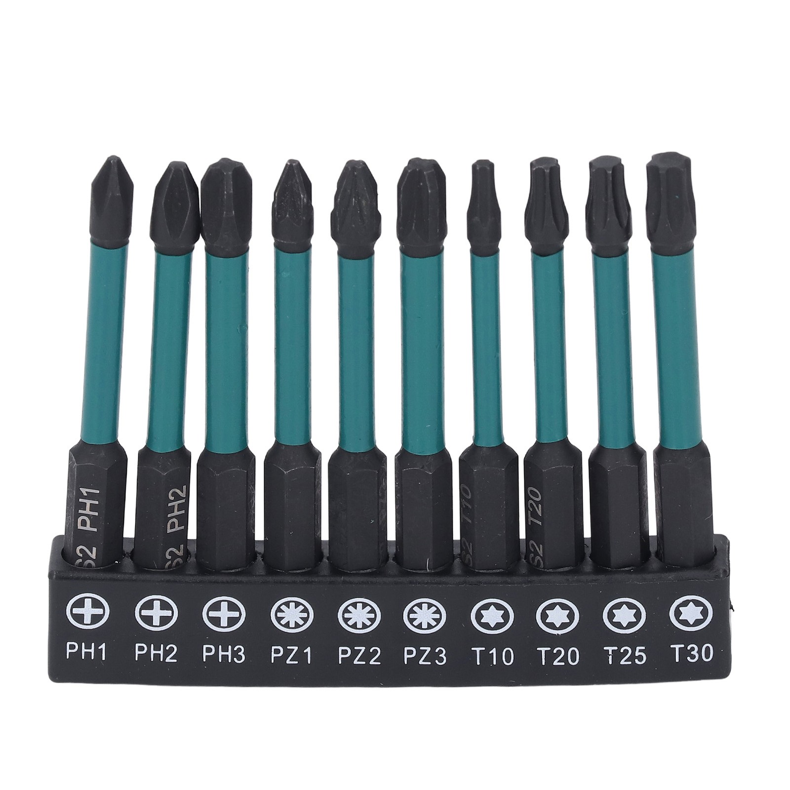 10Pcs 1/4in Hex Shank Screwdriver Bit Set Black Phosphating S2 Alloy Steel