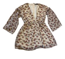 Nasty Gal Dress Womens 6 Beige Floral Print VNeck Long Sleeve Mini Faux Wrap