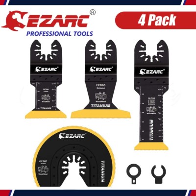4Pack EZARC Titanium Oscillating Saw Blades Kit Plunge Cutting Multitool Blades