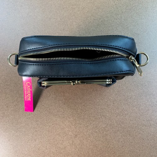 Catherine Malandrino Black Faux Leather Stella Crossbody Clutch *No Strap* NWT - Picture 7 of 7