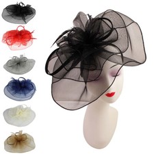 LARGE Feather Flower Hair Hat Fascinator Headband Party Wedding Royal Ascot Race