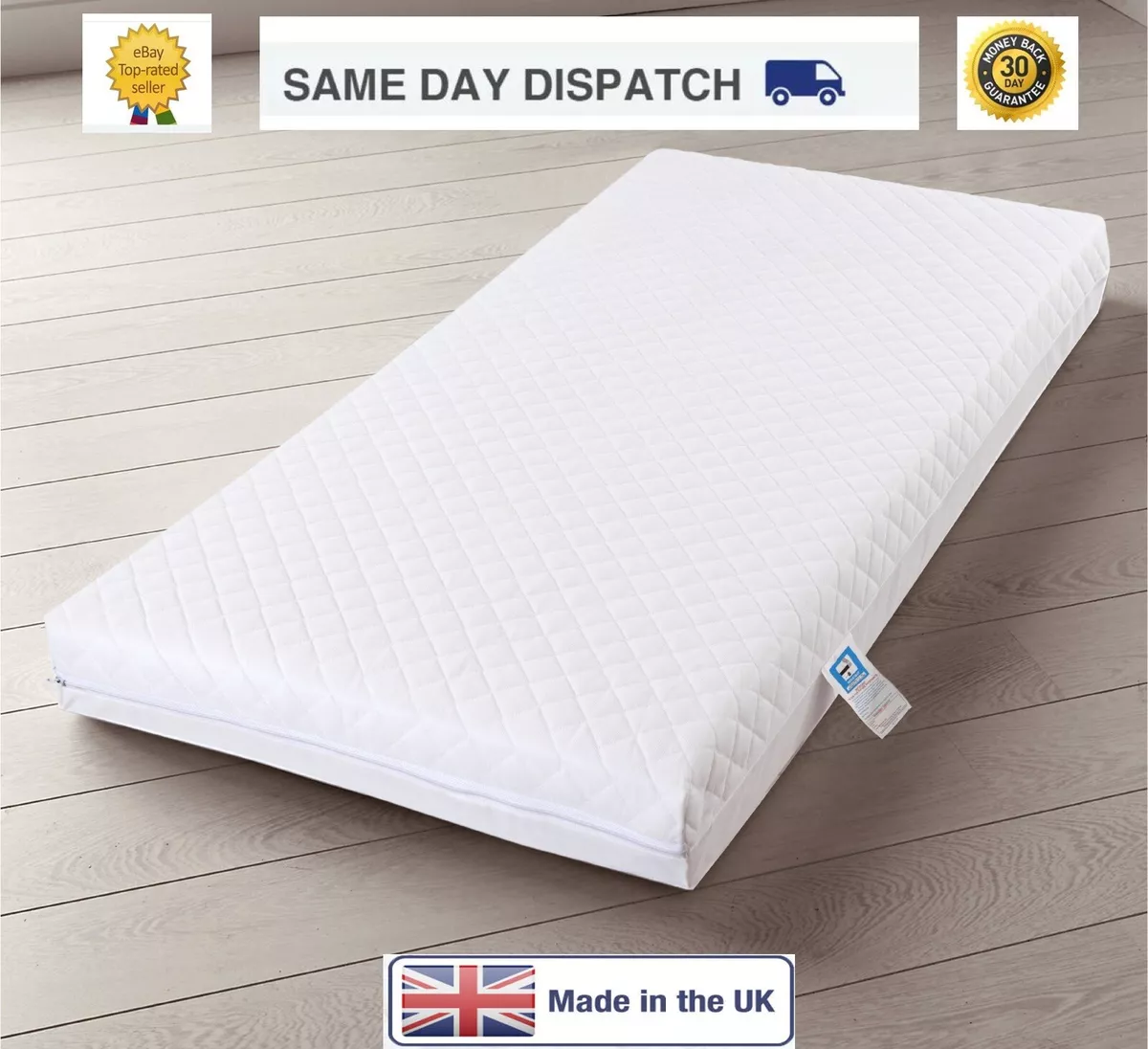 BABY COT BED CRIB MATTRESS SUPER SOFT BREATHABLE WATERPROOF 120 x 60 x 7.5