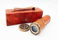 Antique Brass Leather Telescope Pirate Vintage Nautical Spyglass Scope Marine