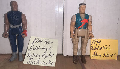 Vintage 1994 Tyco BattleTech Driver 2 inch Figure Lot Bushwacker & Adam Steiner