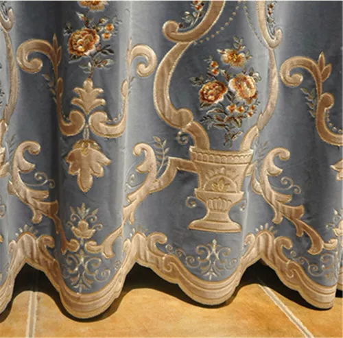 Luxury Floral Embroidered Velvet Curtain European Curtain Panel Drape 1 Panel - Picture 19 of 39
