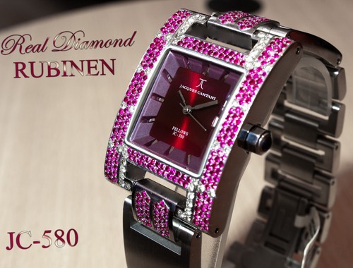 Jacques Cantani Uhr Unikat Edelstahl, echte Diamanten und synthetische Rubine - 第 3/3 張圖片