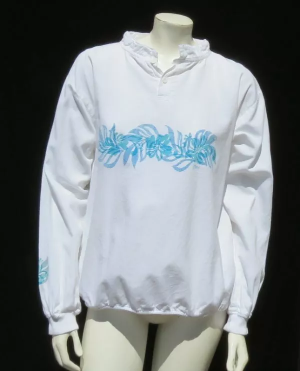 CRAZY SHIRTS Maui Hawaii White Cotton Twill Pullover Top Men’s USA S EUC Pockets