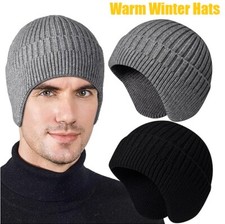 Ear Flaps Knit Hat Winter Warm Cuff Beanie Skull Cap Outdoor Ski Men Women USA