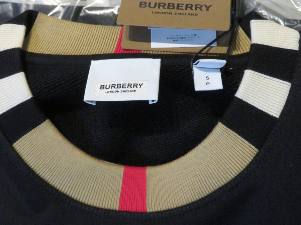 BURBERRY London England JARRAD スウェット M BURBERRY JARRAD CHECK NECK LONG SLEEVE Sm BLK SWEATER