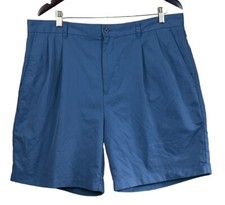 Izod golf shorts men's 38 blue pleated 9" inseam outdoors golf 100 polyester