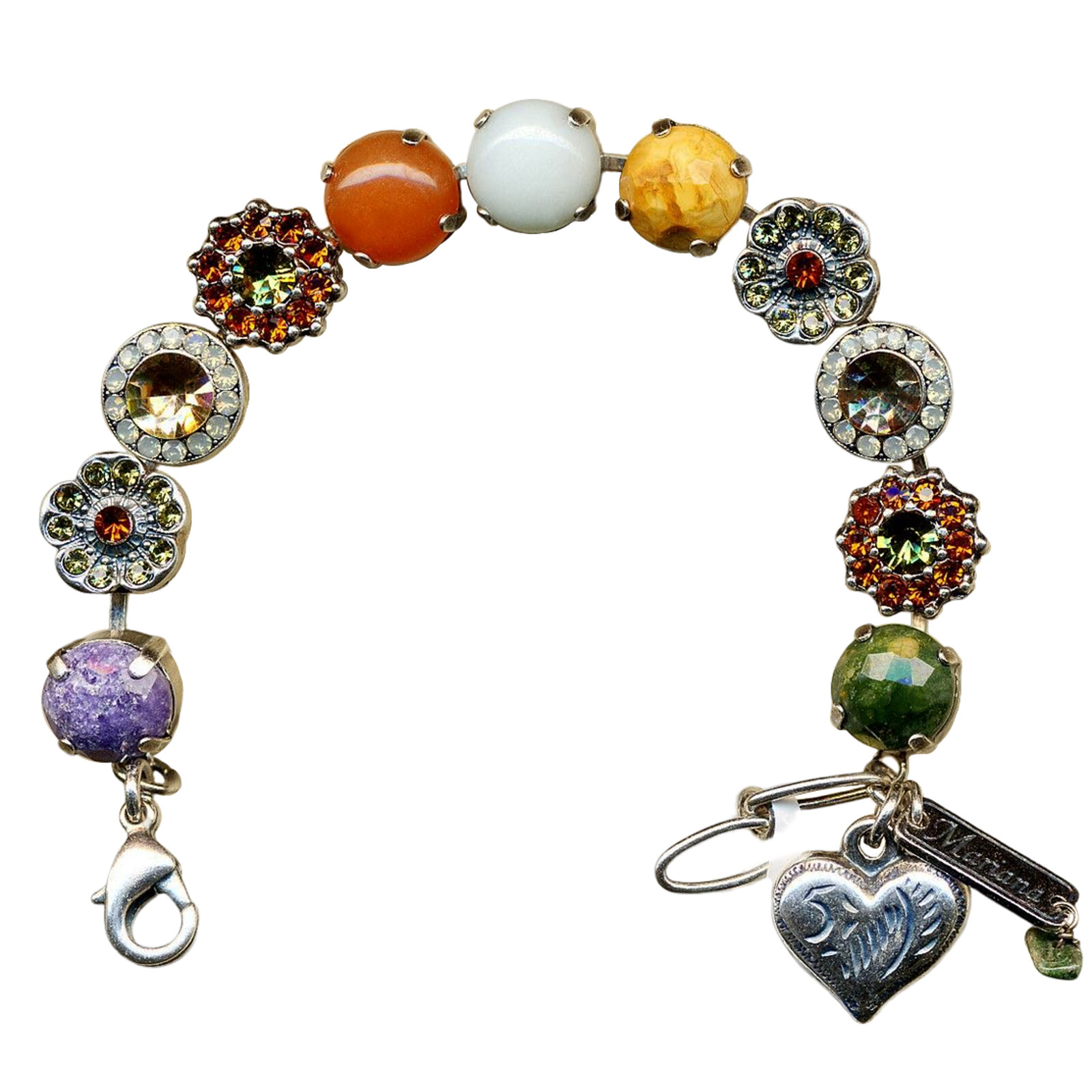 Mariana Bracelet Riverstone Minerals, Drk Amber, White Opal, Jonquil, & Olivi...