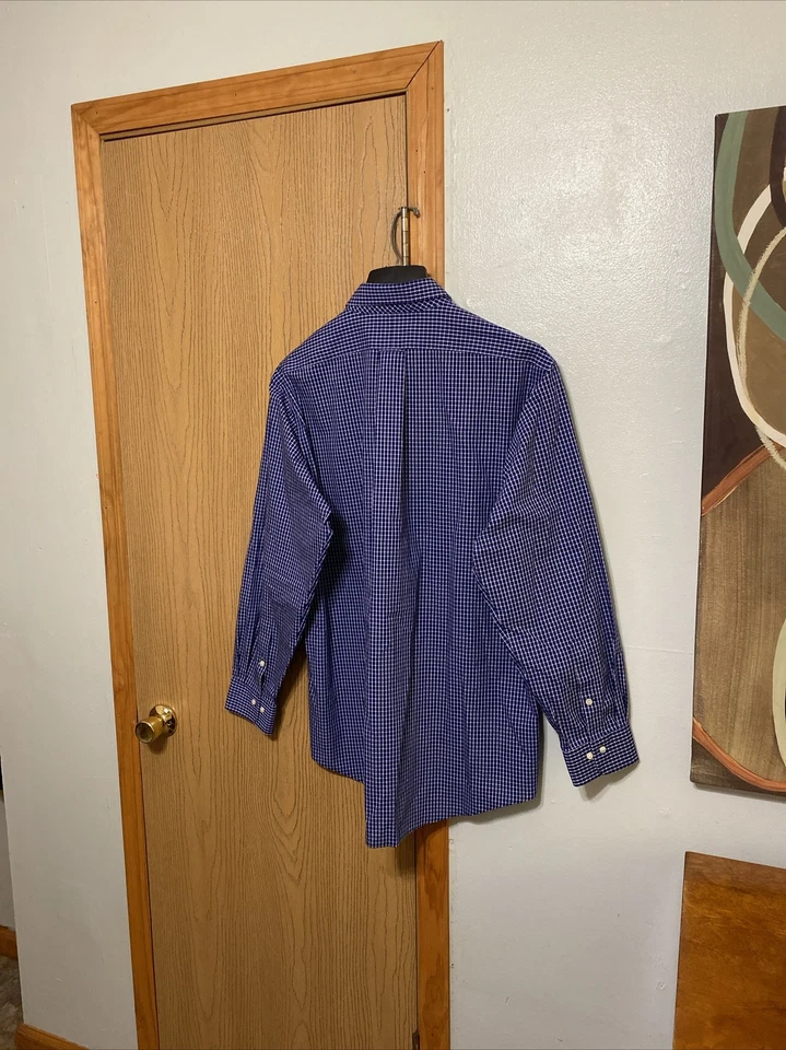 Camisa de Vestir Marshall Field's Talla 17.5 34/35 con Estampado a Cuadros Manga Larga - Usada en Excelente Condición Foto 2 de 3