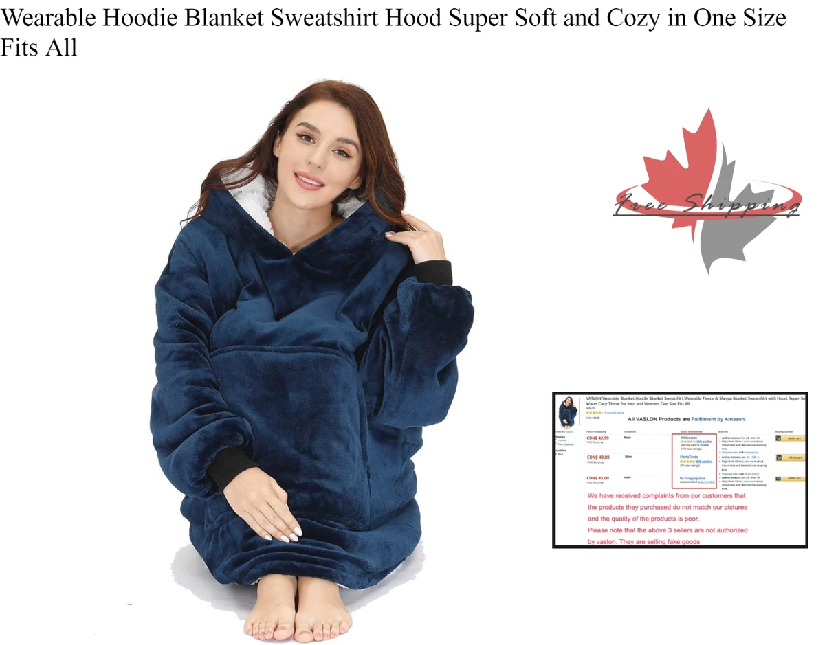 Wearable Hoodie Blanket Sweatshirt Hood Super Soft and Cozy in One Size  Fits All